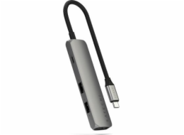 Satechi 4-in-1 USB-C Slim Multiport Adapter 4K – hliníkový adaptér pro USB-C mobilní zařízení (USB-C, 4K HDMI, 2x USB-A) (Space Grey)