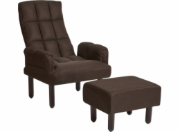 Beliani OLAND hnědé polohovací křeslo s podnožkou