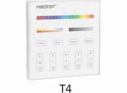 MiBoxer NÁSTĚNNÉ DÁLKOVÉ OVLADAČE PRO LED OSVĚTLENÍ T4 2,4 GHz, MONO, CCT, RGB, RGBW, RGBCCT (RGBWW) MiBOXER