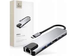 Baseus Adaptér TECH-PROTECT HB02 HUB 6v1 TYPE-C + USB 2.0 + USB 3.0 + HDMI 4K 30HZ + RJ45 + PD100W vesmírně šedá