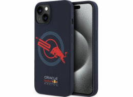 Red Bull Silikonový kryt MagSafe pro iPhone 15 s červenou podšívkou a logem HC ORBR20, tmavě modrý