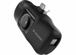 Wozinsky WF16-YCS 5000mAh 15W USB-C mini powerbanka s vestavěným kabelem USB-C a nabíječkou pro Apple Watch - černá
