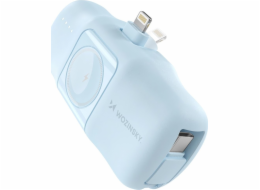 Wozinsky WF16-YLS 5000mAh 15W Lightning Mini Powerbanka s vestavěným kabelem USB-C a nabíječkou pro Apple Watch - modrá
