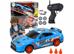 LeanToys Sportovní auto na dálkové ovládání R/C 1:24 modrá s vyměnitelnými koly