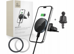 Tech-Protect Bezdrátová nabíječka MM15W-V5 s magnetickým magnetickým magnetickým držákem do auta MagSafe pro CD a větrací otvory 15W, černá/černá