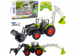 LeanToys Zemědělský traktor s otočnou lopatou a bagrem 2v1 na dálkové ovládání 2.4G LEAN Toys