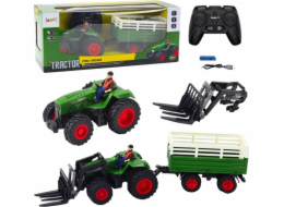 LeanToys RC 2.4G LEAN Toys Dálkově ovládaný zemědělský traktor s přívěsem a vidlemi