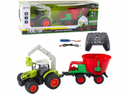 LeanToys Zemědělský traktor se secím strojem a rotačním drapákem na dálkové ovládání 2,4G LEAN Toys
