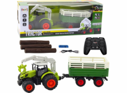 LeanToys Zemědělský traktor s přívěsem a drapákem na dálkové ovládání RC 2.4G LEAN Toys