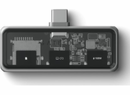 Satechi Mobile XR Hub s microSD čtečkou - mobilní USB-C adaptér (1x USB-C 100W PD; 2.0 data a audio, 1x USB-C DP 1.4 4K@60Hz;