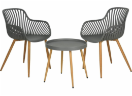 ProGarden Sada balkonového nábytku, stůl a 2 židle, šedá