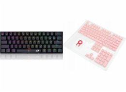 Redragon Redragon K630 DragonBorn Outemu Red Keyboard (RED-K630RGB) + A130 PBT Doubleshot Pink Keycaps (A130 Pink)