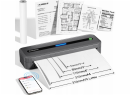 Phomemo Přenosná termální tiskárna A4 bez inkoustu Bluetooth Ios/Android / / M832 / Šedá