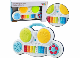 LeanToys Interaktivní vzdělávací piano s bicími, barevné zvířecí zvuky