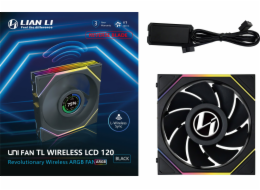 Lian Li Bezdrátový LCD ventilátor UNI FAN TL, ARGB, PWM - obrácená čepel, 120 mm, černá