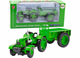 LeanToys Kovový zemědělský traktor s přívěsem Zelený 1:18