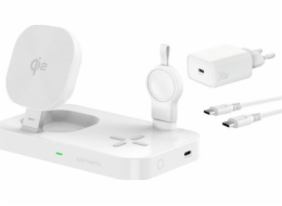 Nabíjecí stanice 4smart Qi2 Trident s nabíječkou pro Galaxy Watch White