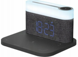 Noční lampa Proove 3 v 1 + Budík Denní & Noční LED 1200mAh 3W indukční nabíjení 15W tmavě šedá