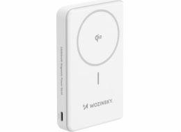 Wozinsky Powerbanka WLWP-10KA0Y3WS 22,5W PD Qi2 10000 mAh, se stojánkem, 1x USB-A, 1x USB-C - bílá