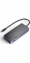 M.2 Disk Bay s HUB 8v1 vstup: USB-C / výstup: 1x USB-A 3.2 + 1x 1x USB-C 3.2 + 2x USB-A 2.0 + 1x HDMI + 1x Ethernet - černá