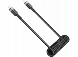 Acefast C14-03 USB-C - pružinový kabel USB-C 480 Mb/s 3 A 1,2 m - černý