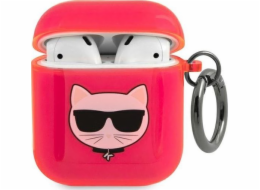 Karl Lagerfeld Ochranný kryt KLA2UCHFP Choupette pro AirPods 1/2 růžový