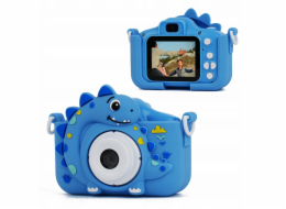 Xrec Digitální fotoaparát 48mp 1080p pro děti 5x MP3 hry X2 / Dinosauří modrá