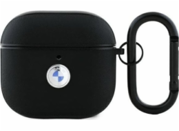 BMW Kryt BMA4SSLBK AirPods 4 černý/černý, originální kůže, stříbrné logo
