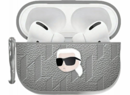 Karl Lagerfeld Pouzdro Monogram Karl Head pro Apple AirPods 4 stříbrné