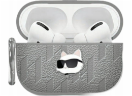 Karl Lagerfeld Pouzdro Monogram Choupette Head pro Apple AirPods 4 stříbrné