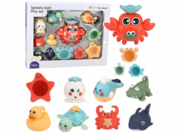 LeanToys Sada hraček do koupele s mořskými živočichy, 12 dílů, EDUKAMP