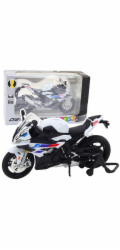 LeanToys Sportovní motocykl Kovová světla Zvuky Bílá S1000 1:12