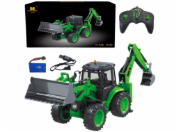 Dálkové ovládání Rýpadlo-nakladač RC Světla Zvuk Zelená Huina 1:14