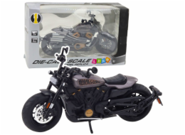 LeanToys Chopper Motorka Kovová světla Zvuky Černá Šedá Prvky 1:12