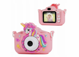 Xrec Digitální fotoaparát 48MP 1080p pro děti 5x MP3 hry X2 / Jednorožec růžový