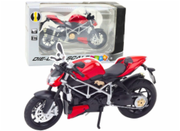 LeanToys Sportovní motocykl Kovová světla Zvuky Stříbrné prvky Červená 1:12