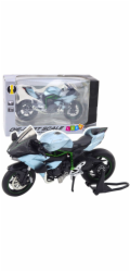 LeanToys Sportovní motocykl Kovová světla Zvuky Stříbrná 1:12