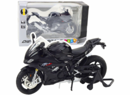 LeanToys Sportovní motocykl Kovová světla Zvuky Černá S1000 1:12