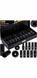 JCB Sada dlouhých rázových hlavic 10 ks. 1/2 ŠESTIHRANU. (10–24 mm)
