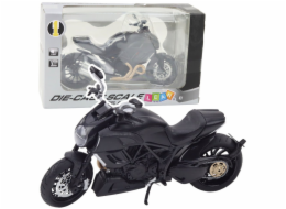 LeanToys Sportovní motocykl Kovová světla Zvuky Zlaté prvky Černá 1:12