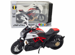 LeanToys Sportovní motocykl Kovová světla Zvuky Zlaté Červené Prvky 1:12