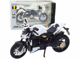 LeanToys Sportovní motocykl Kovová světla Zvuky Bílá 1:12