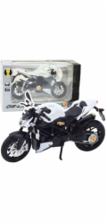 LeanToys Sportovní motocykl Kovová světla Zvuky Bílá 1:12