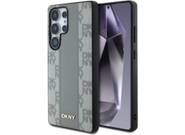 Pouzdro DKNY Leather Kostkovaný vzor MagSafe pro Samsung Galaxy S25 Ultra taupe