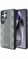 Pouzdro DKNY Leather Kostkovaný vzor MagSafe pro Samsung Galaxy S25 Ultra taupe