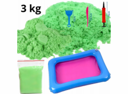 NoName Kinetický písek s formičkami 3 kg zelený