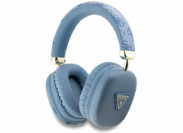 Modrá sluchátka na uši Guess Bluetooth 4G s logem trojúhelníku