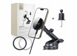 Tech-Protect Bezdrátová nabíječka MM15W-V10 s magnetickým magnetickým držákem MAGSAFE na palubní desku a větrací otvor do auta, 15W, černá