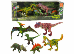 LeanToys Sada figurek dinosaurů s pohyblivými nohami a tlamami, 6 kusů, LEAN Toys