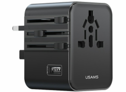 Usams&nbsp;Cestovní&nbsp;adaptér&nbsp;CC308&nbsp;USB-C&nbsp;+&nbsp;USB-A&nbsp;17W&nbsp;4v1&nbsp;US/AU/EU/UK&nbsp;černý